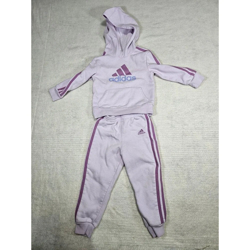 Toddler Size 3T Lavender ADIDAS Three Stripe Track Suit Hoodie Sweatpants